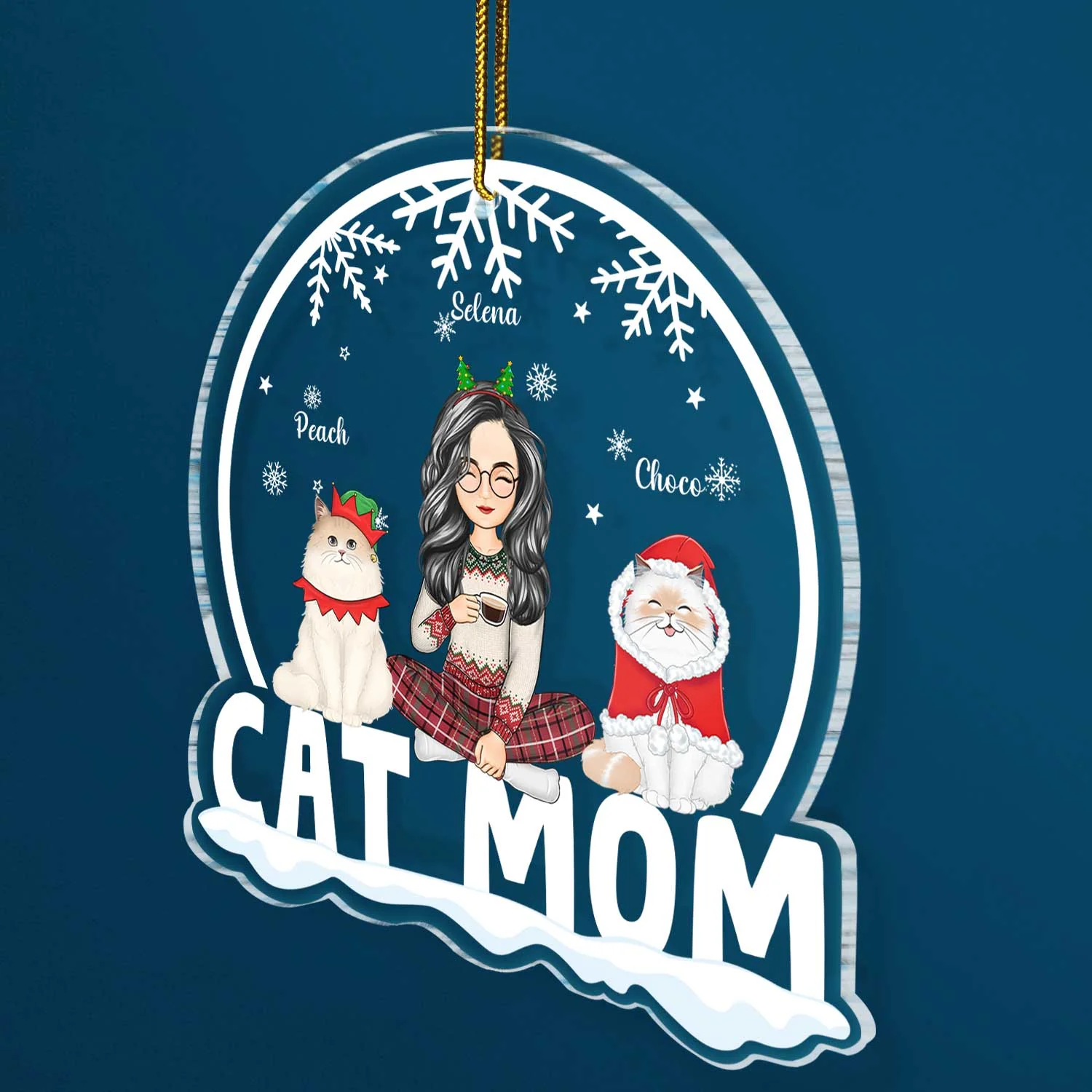 Cat Mom Cat Dad - Christmas Gift For Cat Lovers - Personalized Custom Shaped Acrylic Ornament - Image 2
