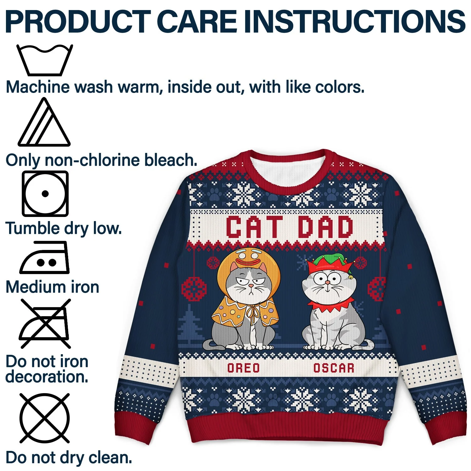 Cat Mom Cat Dad Funny Cartoon Cats - Christmas Gift For Cat Lovers - Personalized Unisex Ugly Sweater - Image 7