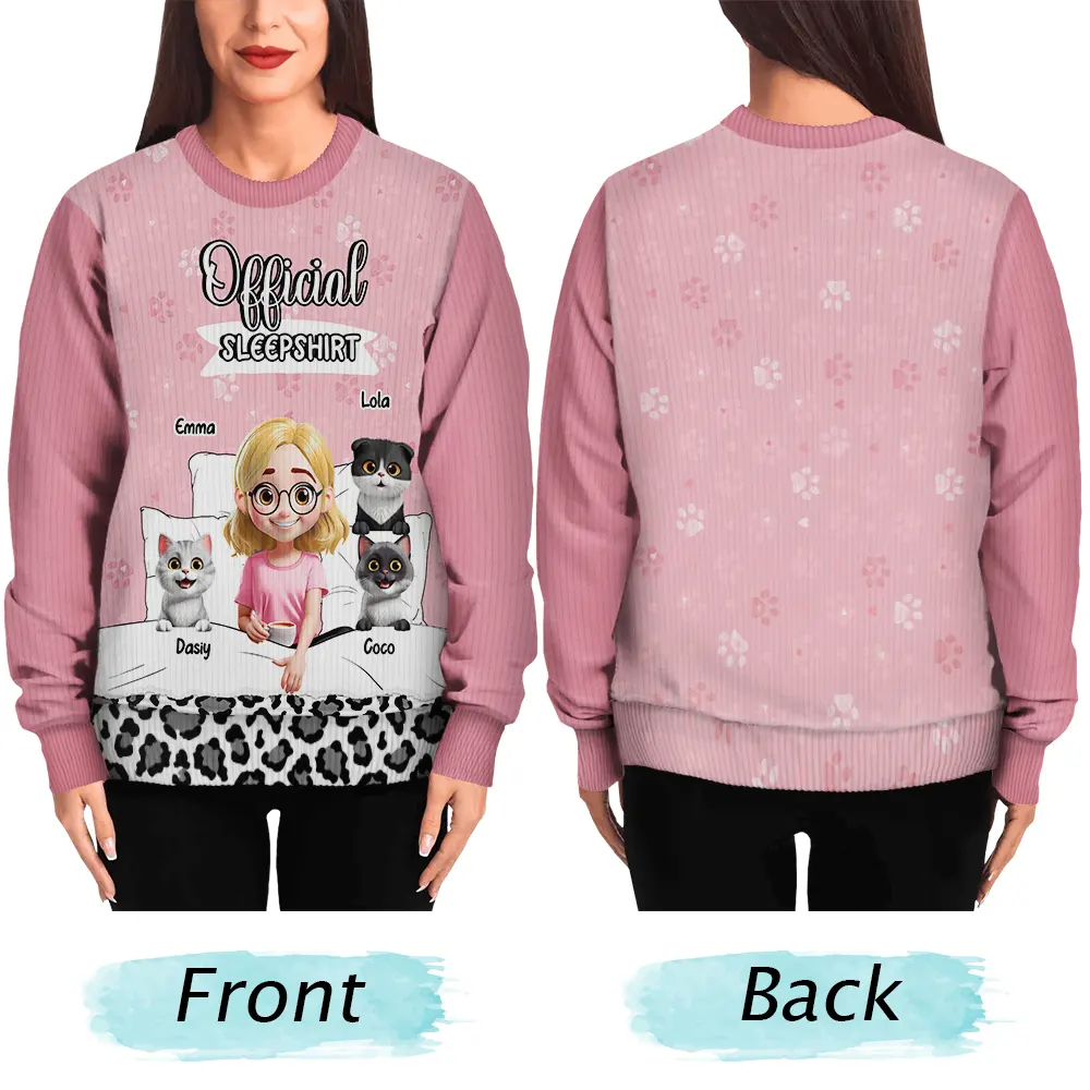 Cat Mom Cat Dad Official Sleep Shirt - Personalized Unisex Ugly Sweater - Image 5