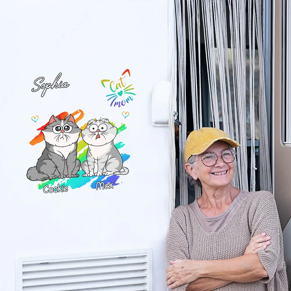 Cat Mom Cat Dad - Personalized Decor Decal - Image 5