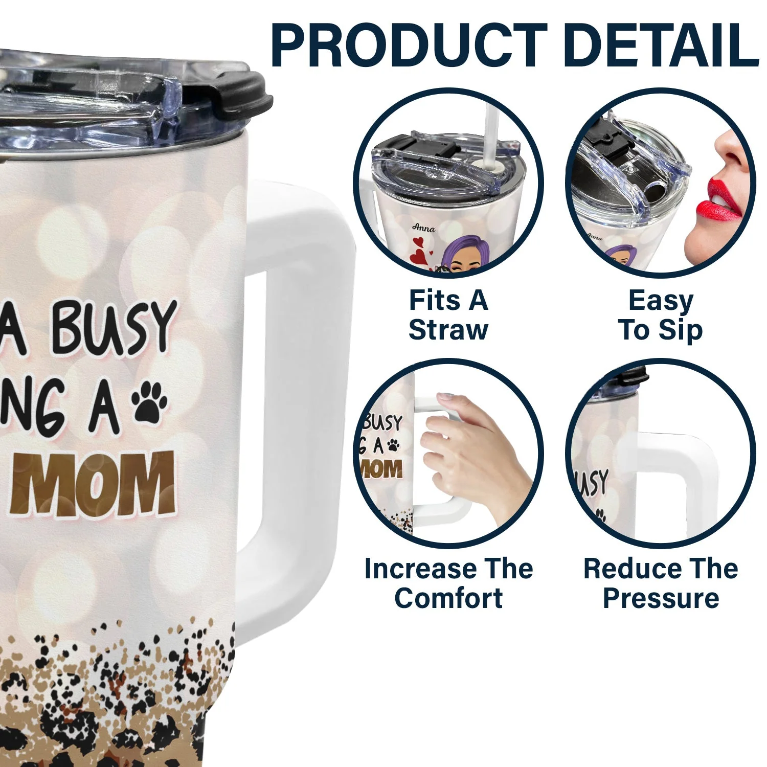 Cat Mom Crazy Cat Lady - Gift For Cat Lovers, Cat Mom - Personalized 40oz Tumbler With Straw - Image 5