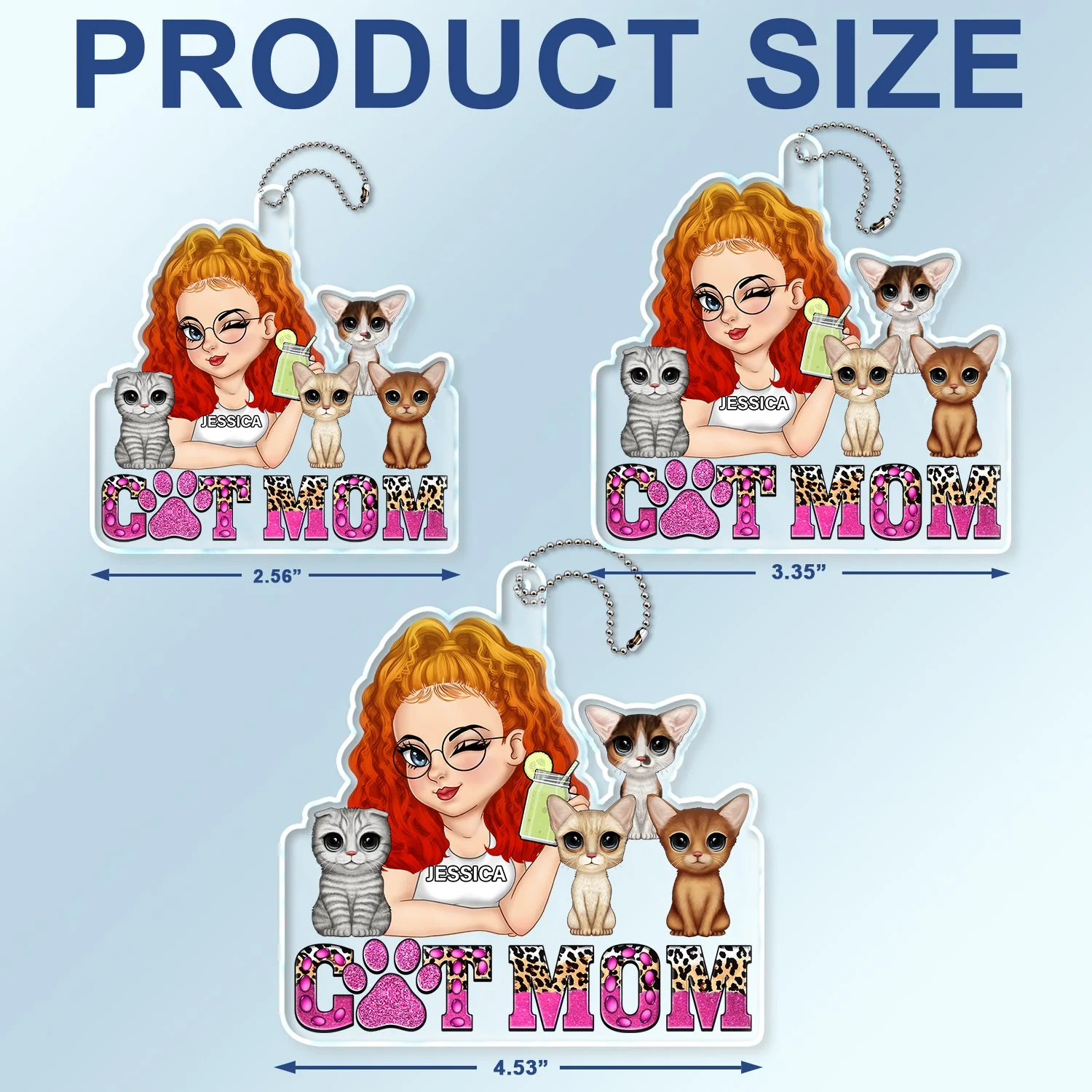 Cat Mom - Funny Gift For Cat Lovers, Pet Lovers - Personalized Acrylic Car Hanger - Image 4