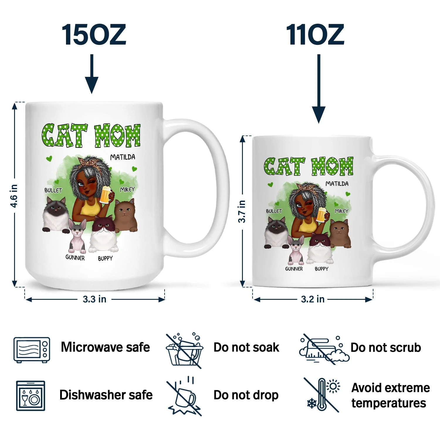 Cat Mom - Funny Gift For Cat Lovers, Pet Lovers - Personalized Mug - Image 4