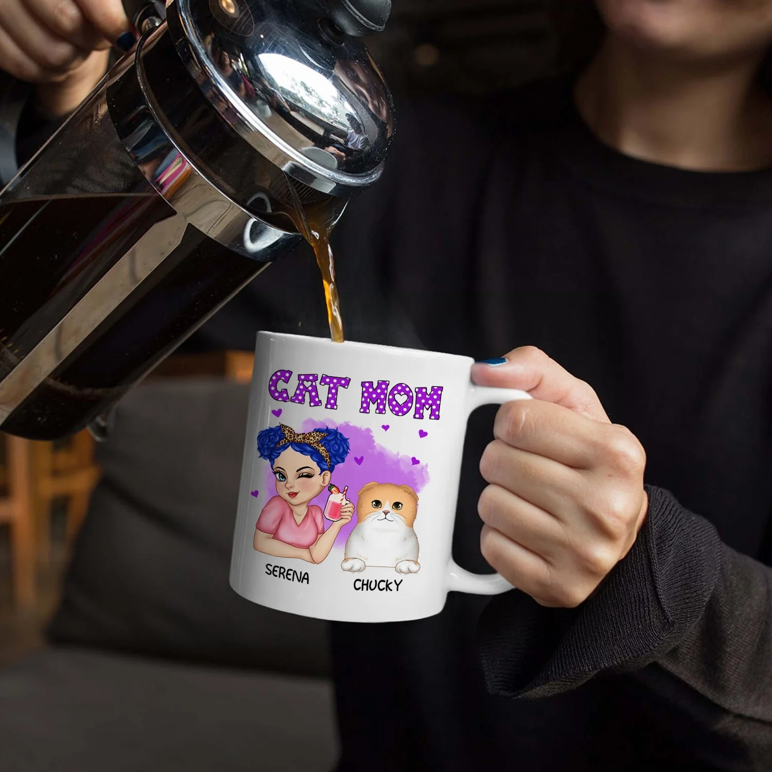 Cat Mom - Funny Gift For Cat Lovers, Pet Lovers - Personalized Mug - Image 5