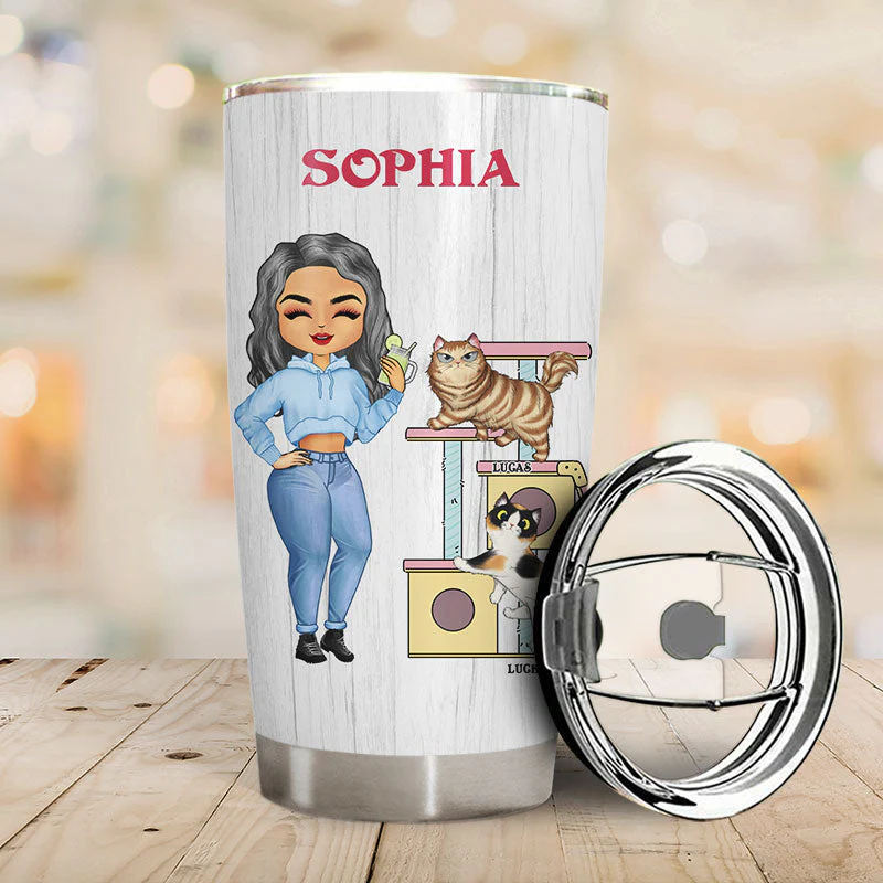 Cat Mom - Gift For Cat Lover - Personalized Custom Tumbler - Image 2