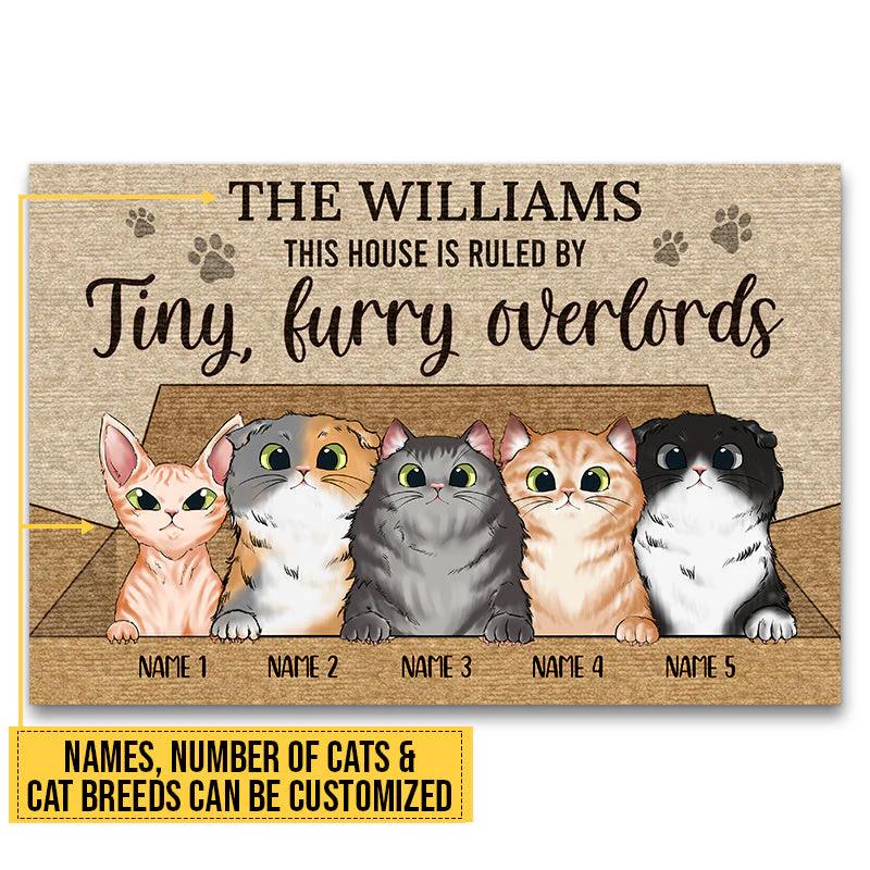 Cat Tiny Furry Overlords Custom Doormat, Funny Cat Doormat, Home Decor, Cat Lovers Gift - Image 2