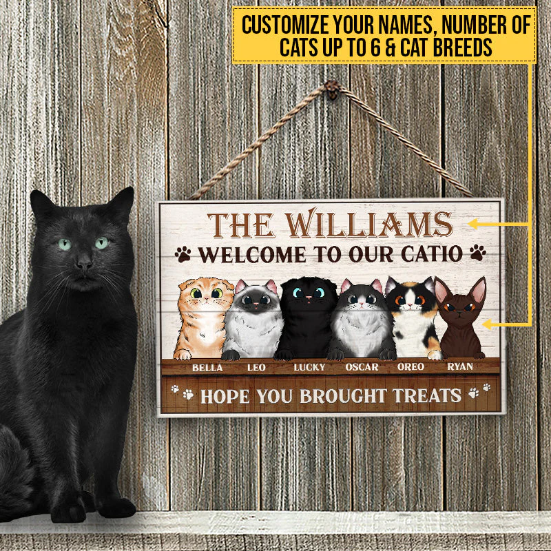 Cat Welcome To Catio Custom Wood Rectangle Sign - Image 2