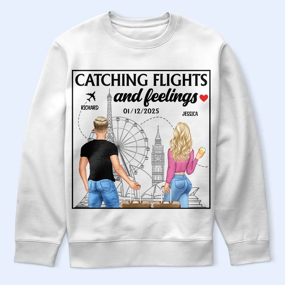 Catch Flights And Feelings - Personalized T Shirt - Image 5