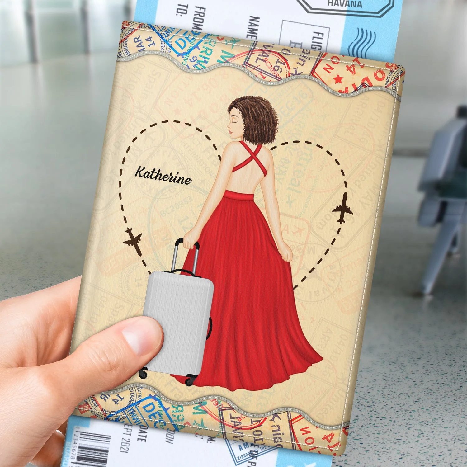 Catch Flights Not Feelings - Gift For Travel Lovers - Personalized Custom Passport Cover, Passport Holder - Image 3