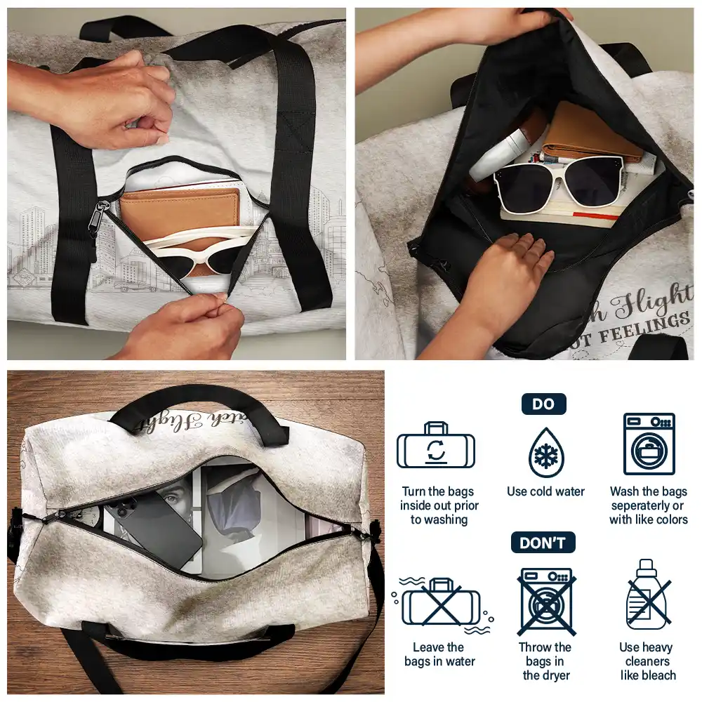 Catch Flights Not Feelings - Personalized Duffle Bag - Image 5