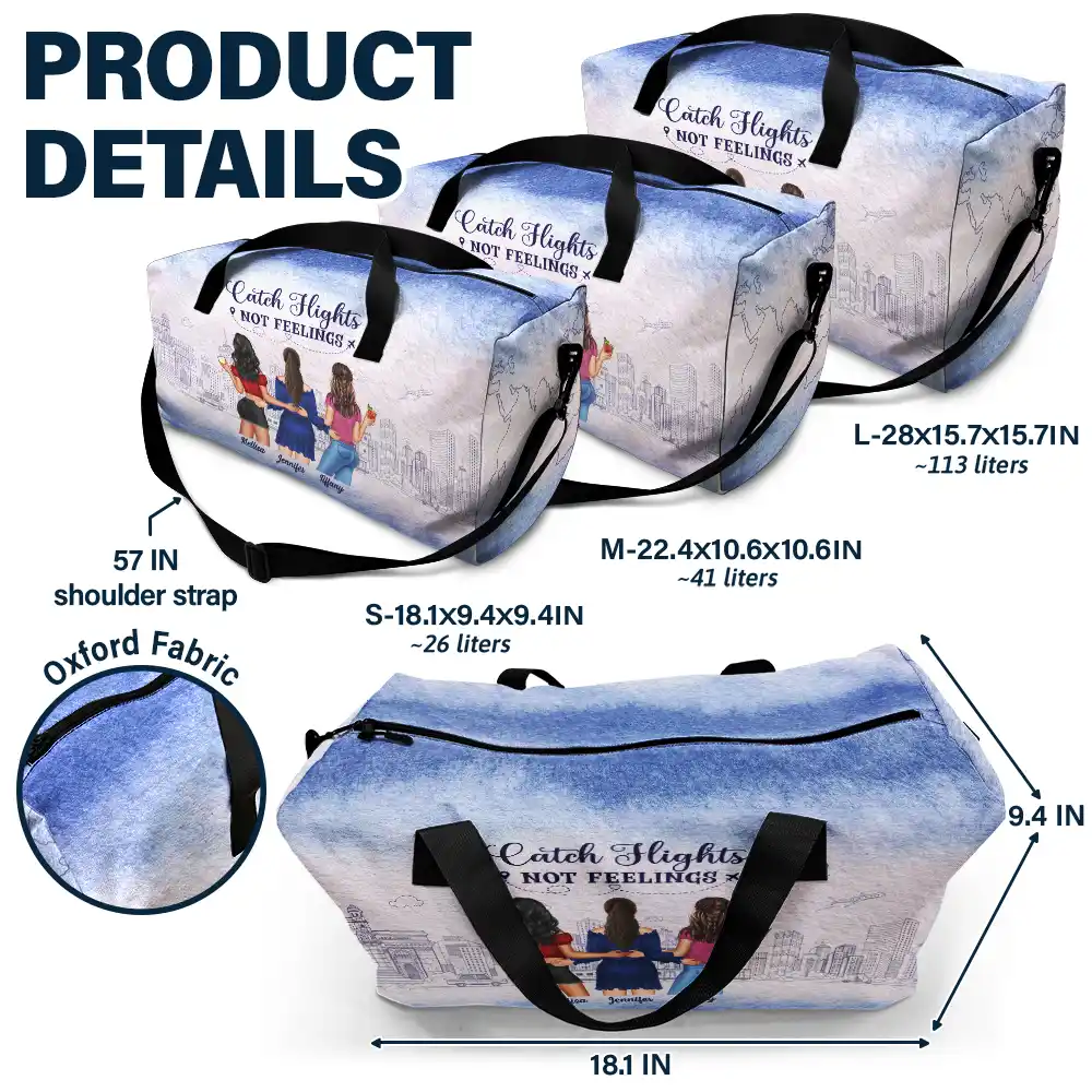 Catch Flights Not Feelings - Personalized Duffle Bag - Image 6