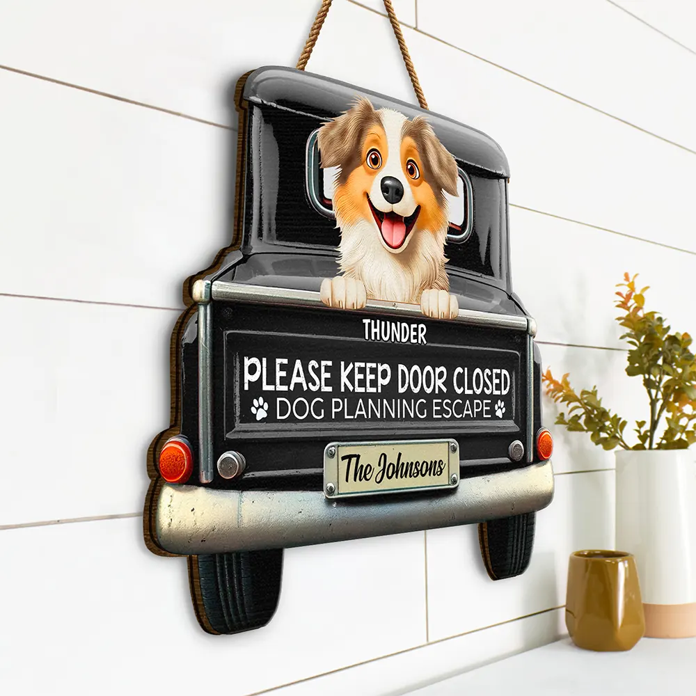 Cats Planning Escape Truck 3D Effect - Personalized Custom Shaped Wood Sign - Image 2
