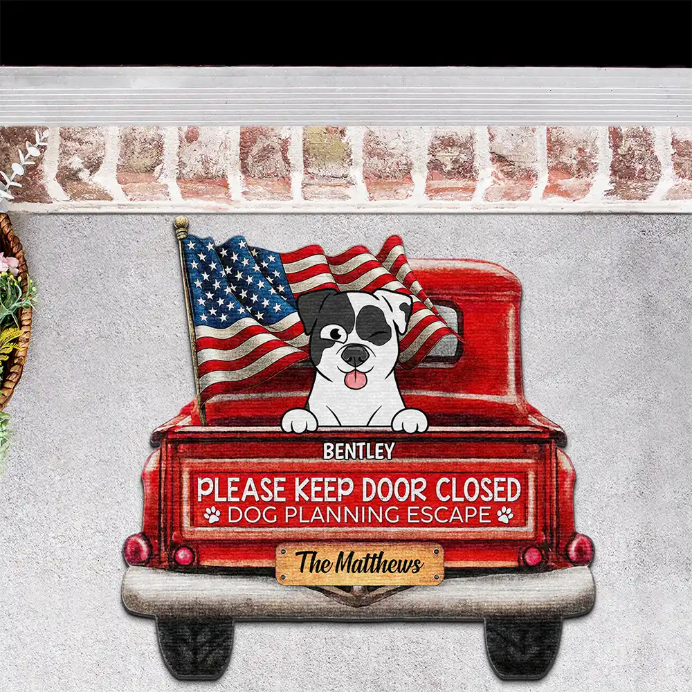 Cats Planning Escape Truck - Personalized Custom Shaped Doormat - Image 3
