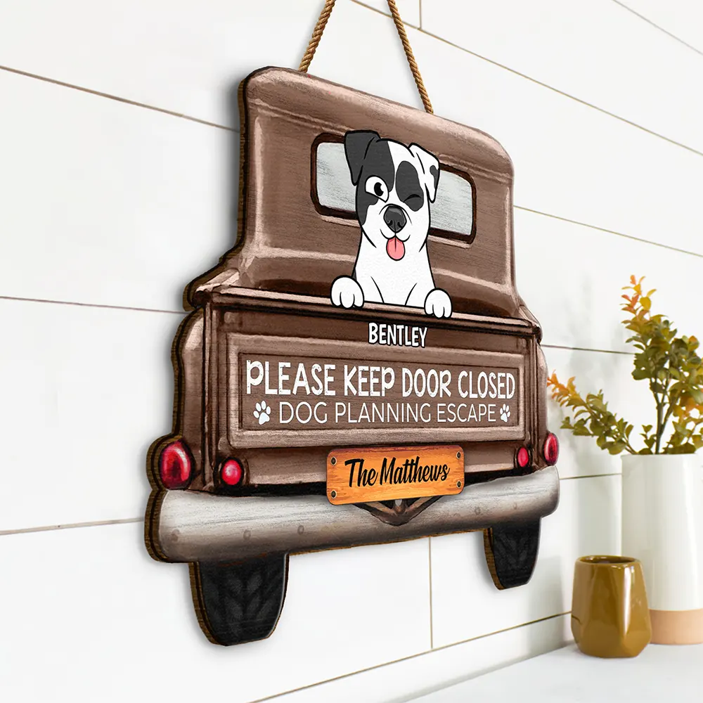Cats Planning Escape Truck - Personalized Custom Shaped Wood Sign - Image 2