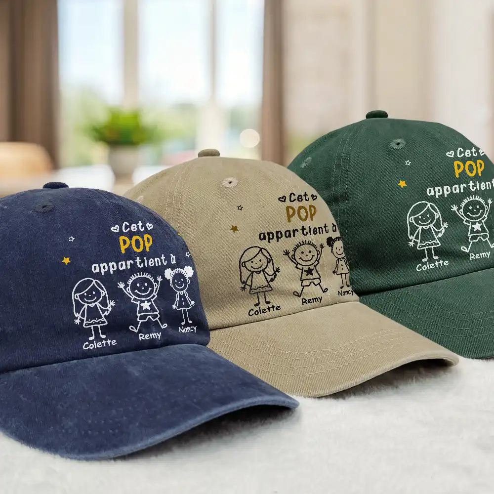 Ce Grand-Père Papa Appartient À - Casquette En Denim Vintage Délavé Personnalisée - Image 3