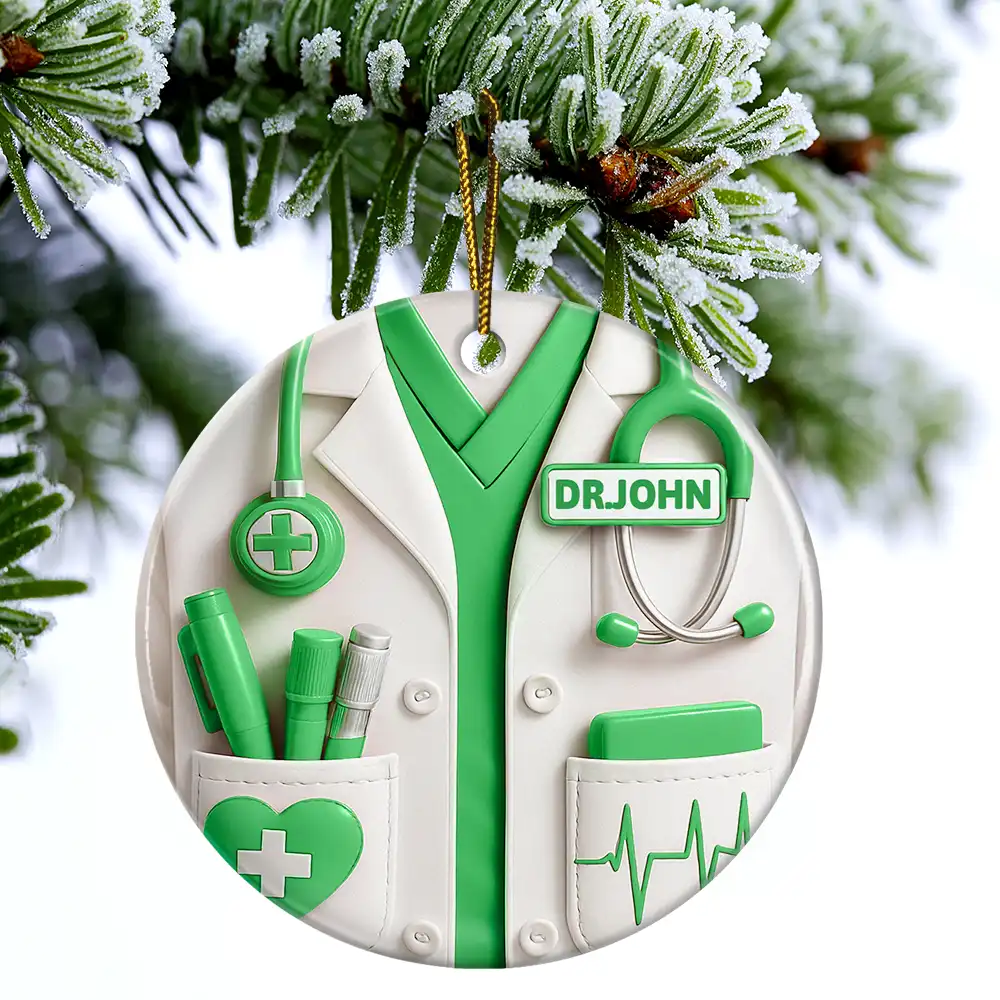 Celebrate A Special Medical Professional - Personalized Circle Ceramic Ornament - Image 4