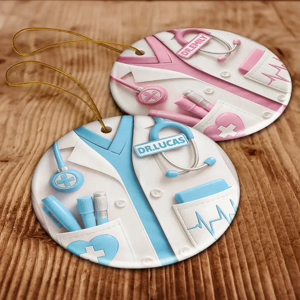 Celebrate A Special Medical Professional - Personalized Circle Ceramic Ornament - Image 6