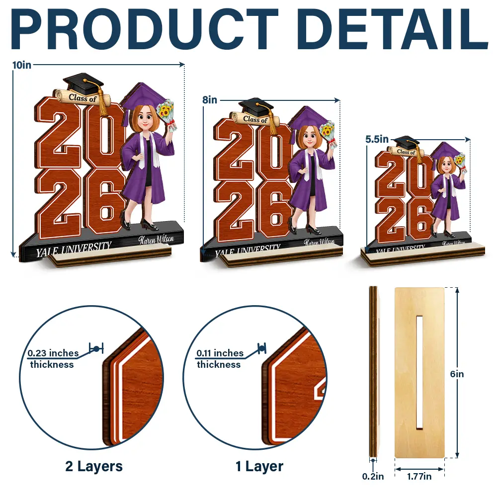Celebrate Graduation Milestone - Personalized Custom Shaped 2-Layered Wooden Plaque - Image 5