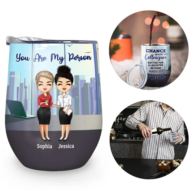 Chance Made Us Colleagues Office Worker - BFF Bestie Gift - Personalized Custom Wine Tumbler - Image 2