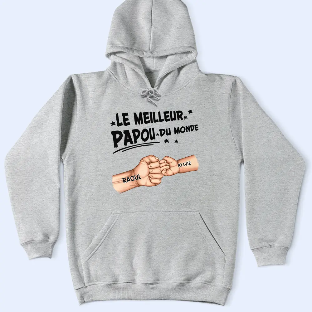 Check Du Poing Le Meilleur Papa Du Monde - T Shirt Personnalisé - Image 5