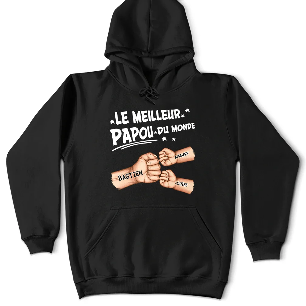 Check Du Poing Le Meilleur Papa Du Monde - T Shirt Personnalisé - Image 6
