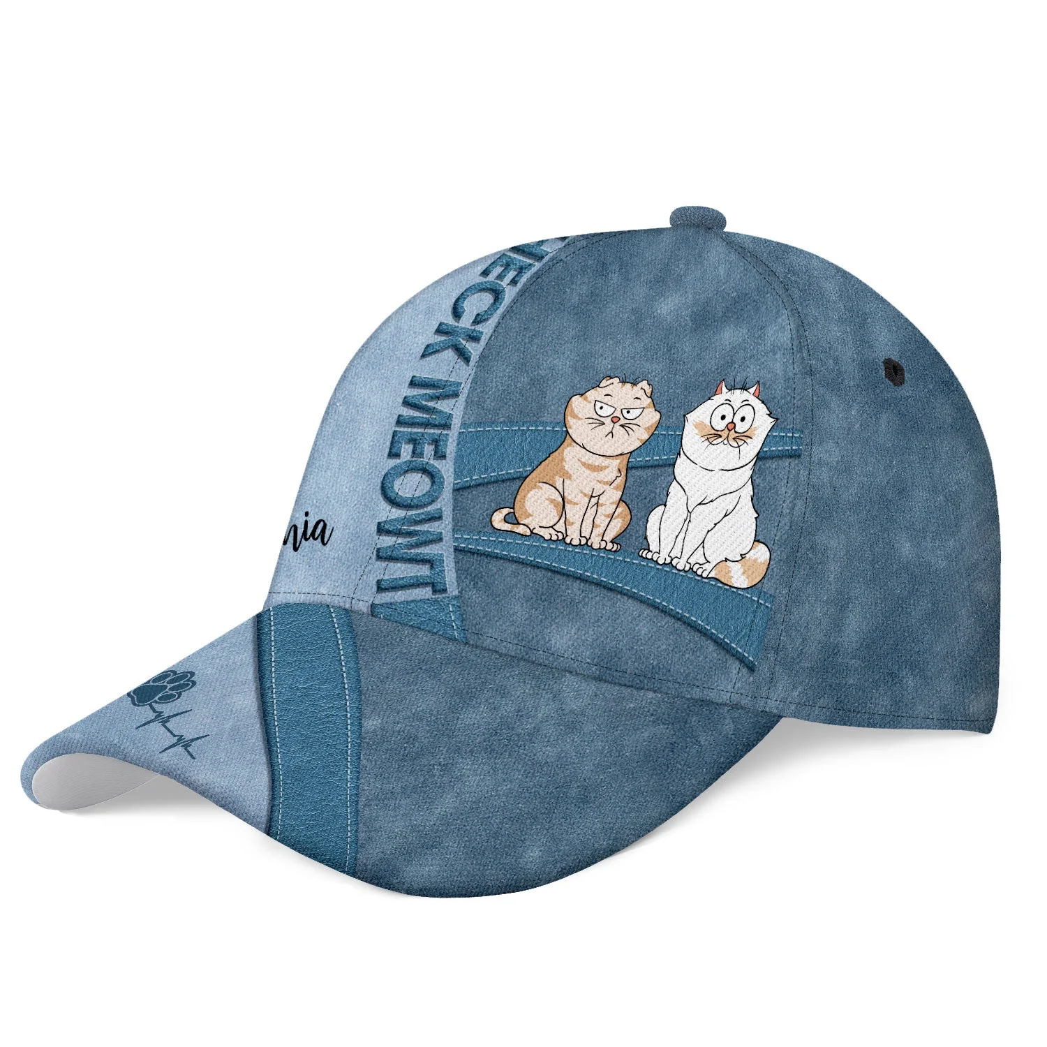 Check Meowt Funny Cartoon Cats - Gift For Cat Lovers, Cat Moms, Cat Dads - Personalized Classic Cap - Image 2