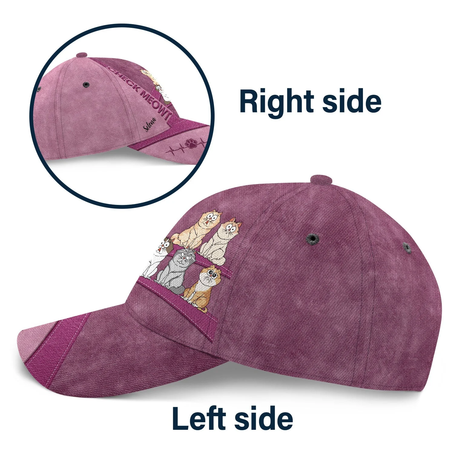 Check Meowt Funny Cartoon Cats - Gift For Cat Lovers, Cat Moms, Cat Dads - Personalized Classic Cap - Image 3