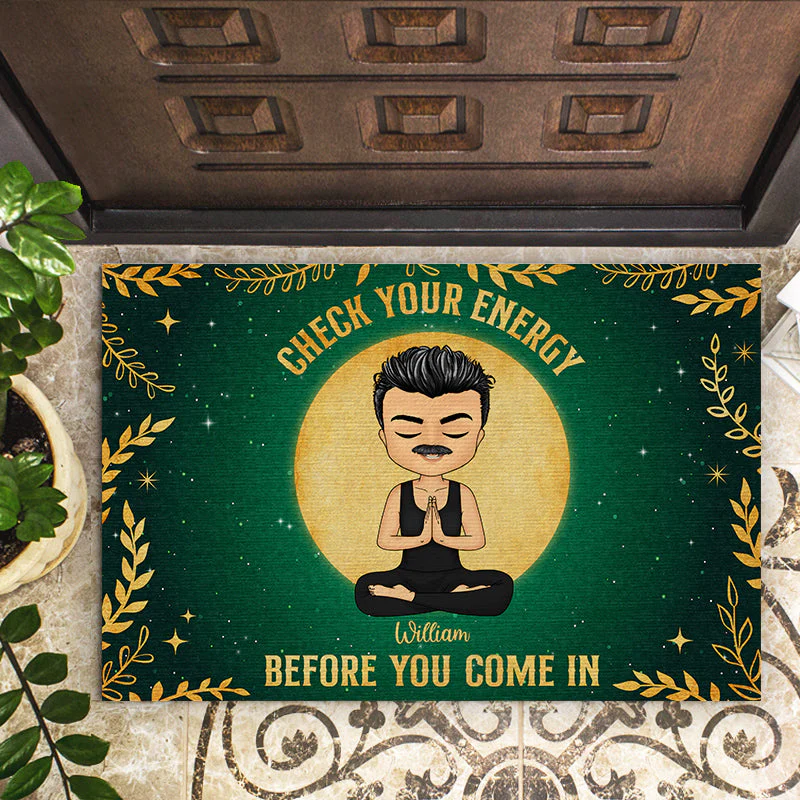 Check Your Energy - Gift For Yoga Lovers - Personalized Custom Doormat - Image 2
