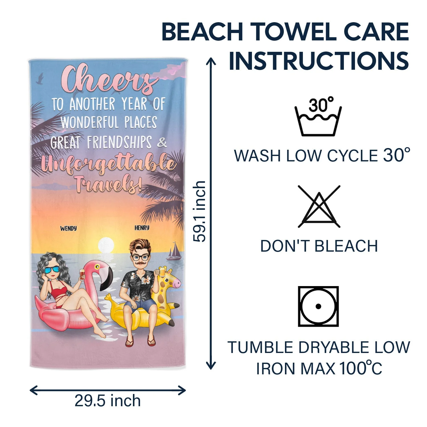 Cheers To Another Year Of Wonderful Place - Gift For Besties - Personalized Beach Towel - Image 6
