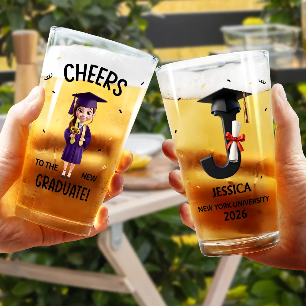 Cheers To The New Graduate - Personalized Beer Glass - Image 4