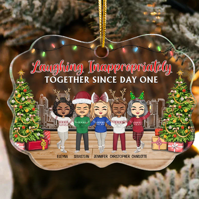 Chibi Best Friends Work Made Us Colleagues But Our Potty Mouths - Christmas Gift For BFF And Colleagues - Personalized Custom Medallion Acrylic Ornament - Image 2