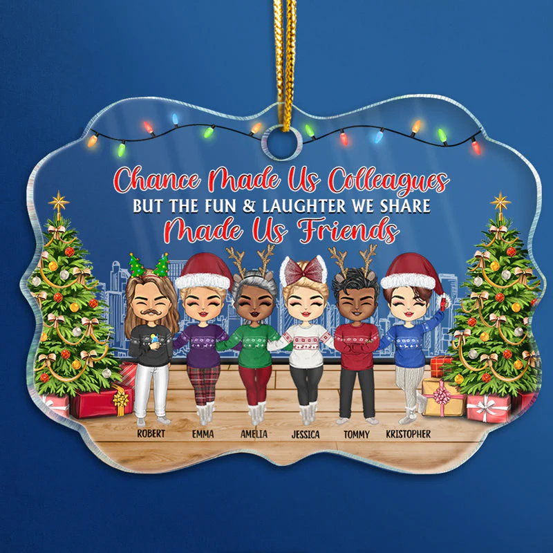 Chibi Best Friends Work Made Us Colleagues But Our Potty Mouths - Christmas Gift For BFF And Colleagues - Personalized Custom Medallion Acrylic Ornament - Image 3
