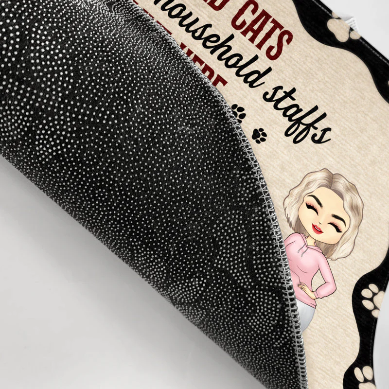 Chibi Couple And Spoiled Cats Live Here - Cat Lover Gift - Personalized Custom Doormat - Image 3