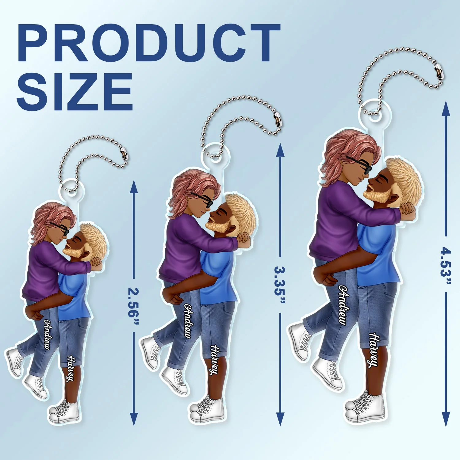 Chibi Couple Kissing - Anniversary Gift For Couples - Personalized Acrylic Car Hanger - Image 4