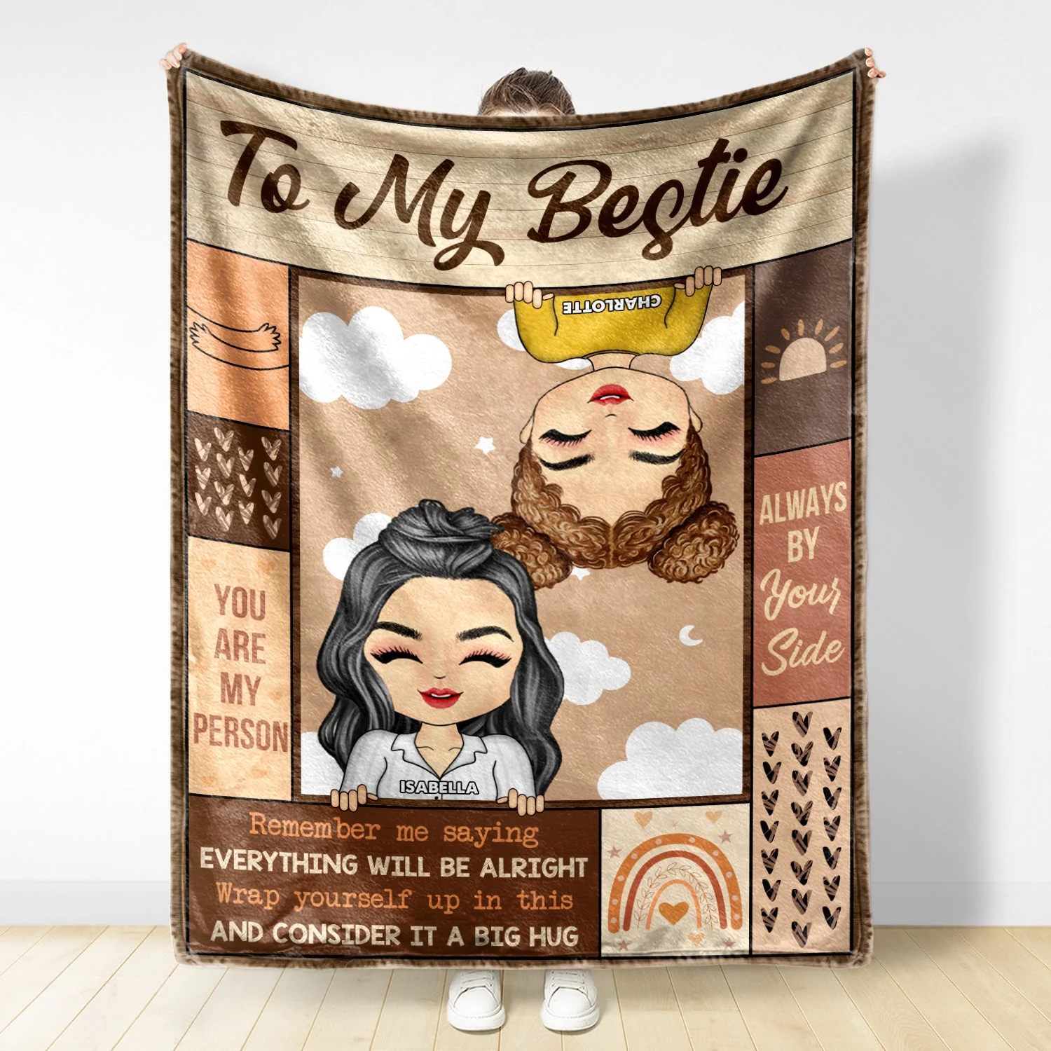 Chibi Everything Will Be Alright - Gift For Besties, Sibling - Personalized Custom Fleece Blanket - Image 2