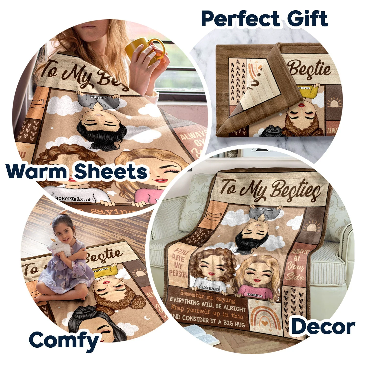 Chibi Everything Will Be Alright - Gift For Besties, Sibling - Personalized Custom Fleece Blanket - Image 5