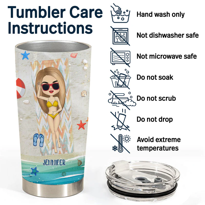 Chibi Girl I Just Wanna Have Beach And Sun - Personalized Custom Tumbler - Image 5