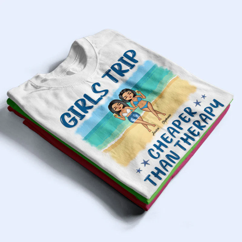 Chibi Girls Trip Cheaper Than Therapy - Gift For Bestie - Personalized Custom T Shirt - Image 2