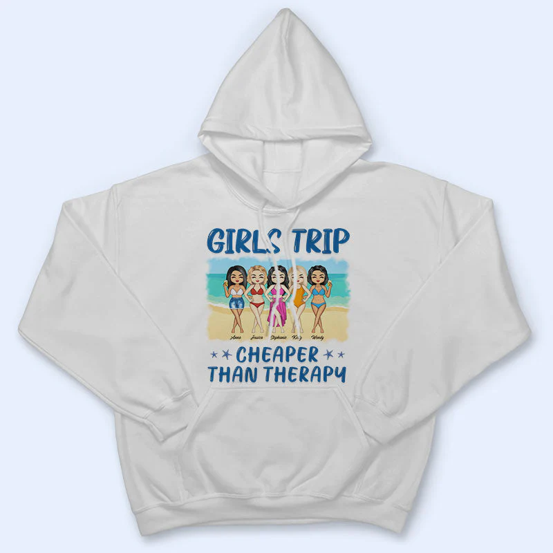 Chibi Girls Trip Cheaper Than Therapy - Gift For Bestie - Personalized Custom T Shirt - Image 4
