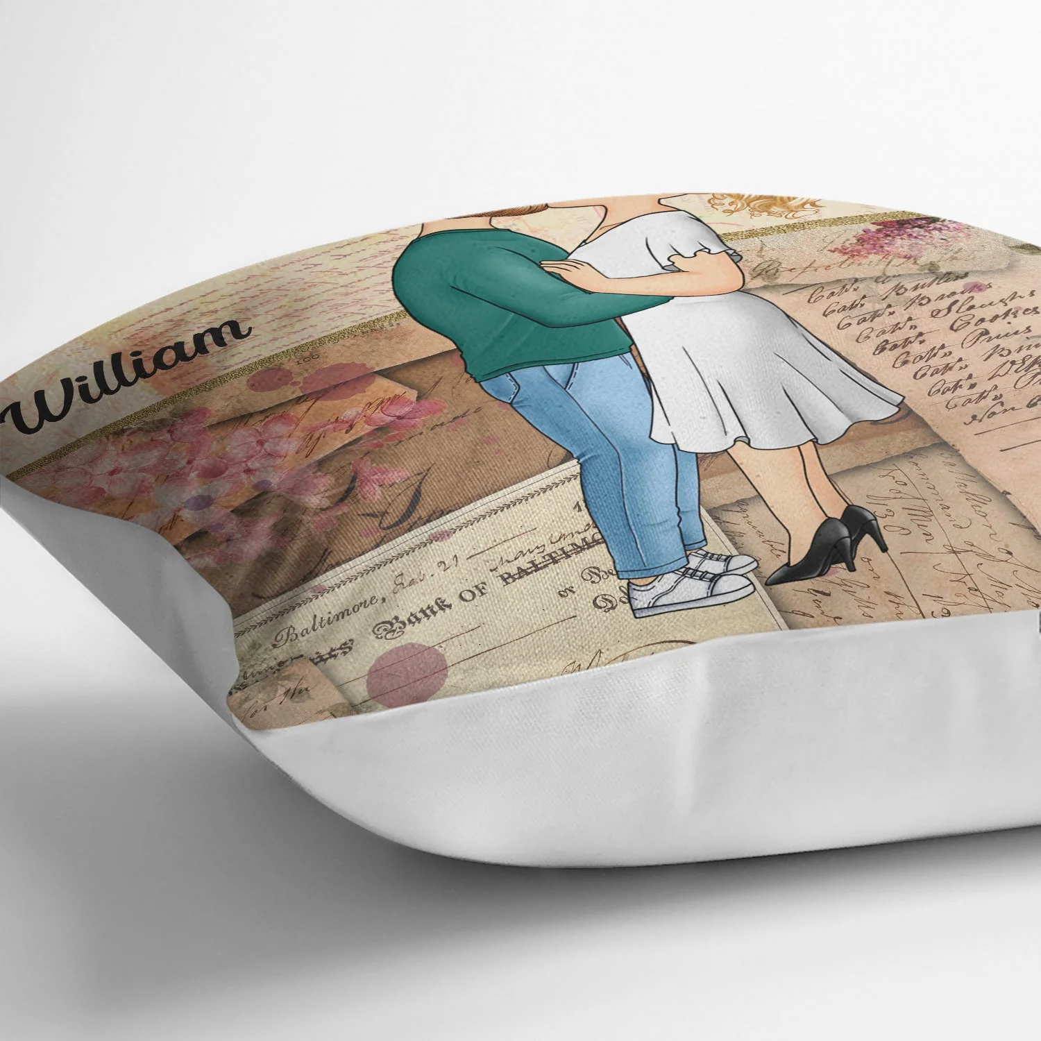 Chibi Kissing Couple Sideview Together Since Husband Wife - Birthday, Loving, Anniversary Gift For Spouse, Hubby, Wifey, Couple, Boyfriend, Girlfriend - Personalized Pillow - Image 3