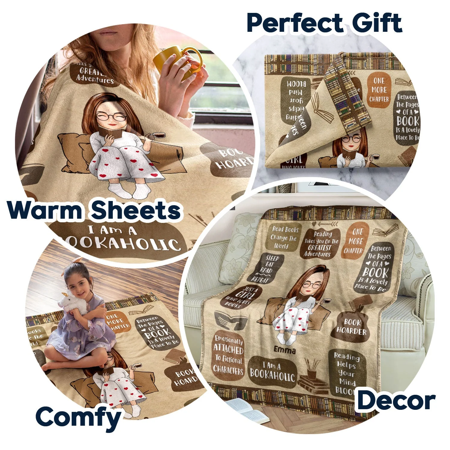 Chibi Reading My Reading Blanket - Gift For Book Lovers - Personalized Fleece Blanket - Image 7