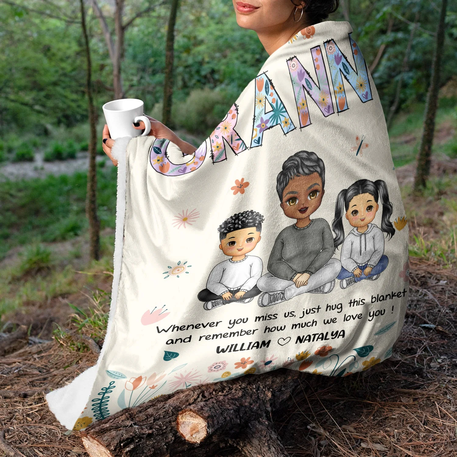 Chibi Remember How Much We Love You - Gift For Grandma - Personalized Fleece Blanket, Sherpa Blanket - Image 5
