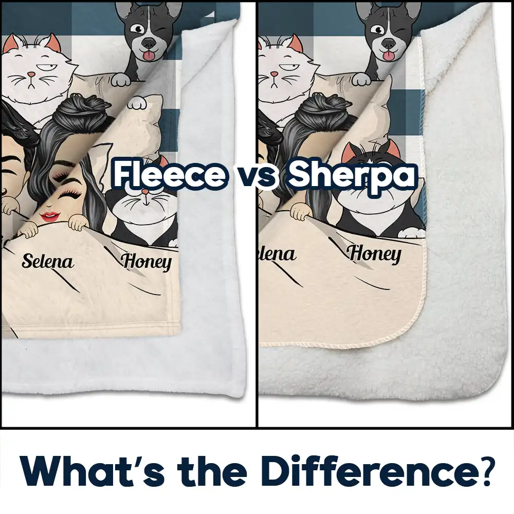 Chibi You & Me And The Dogs Cats Fur Babies - Personalized Fleece Blanket, Sherpa Blanket - Image 4