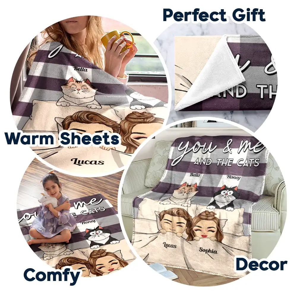 Chibi You & Me And The Dogs Cats Fur Babies - Personalized Fleece Blanket, Sherpa Blanket - Image 7