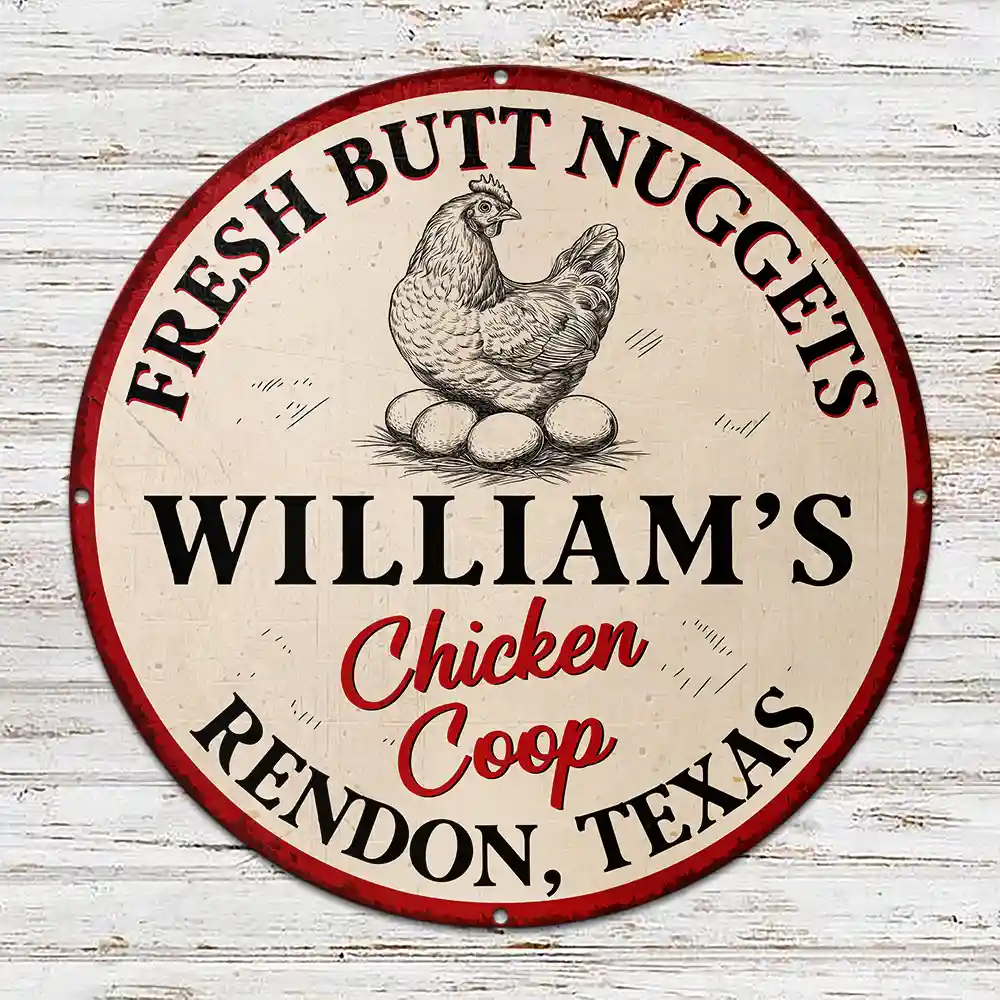 Chicken Coop Farm Fresh Eggs - Personalized Custom Shaped Metal Sign - Image 2