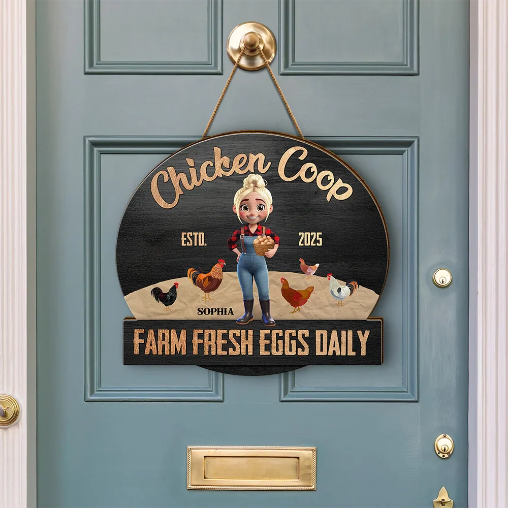 Chicken Coop Pampered Chickens Live Here - Personalized Custom Shaped Wood Sign - Image 3
