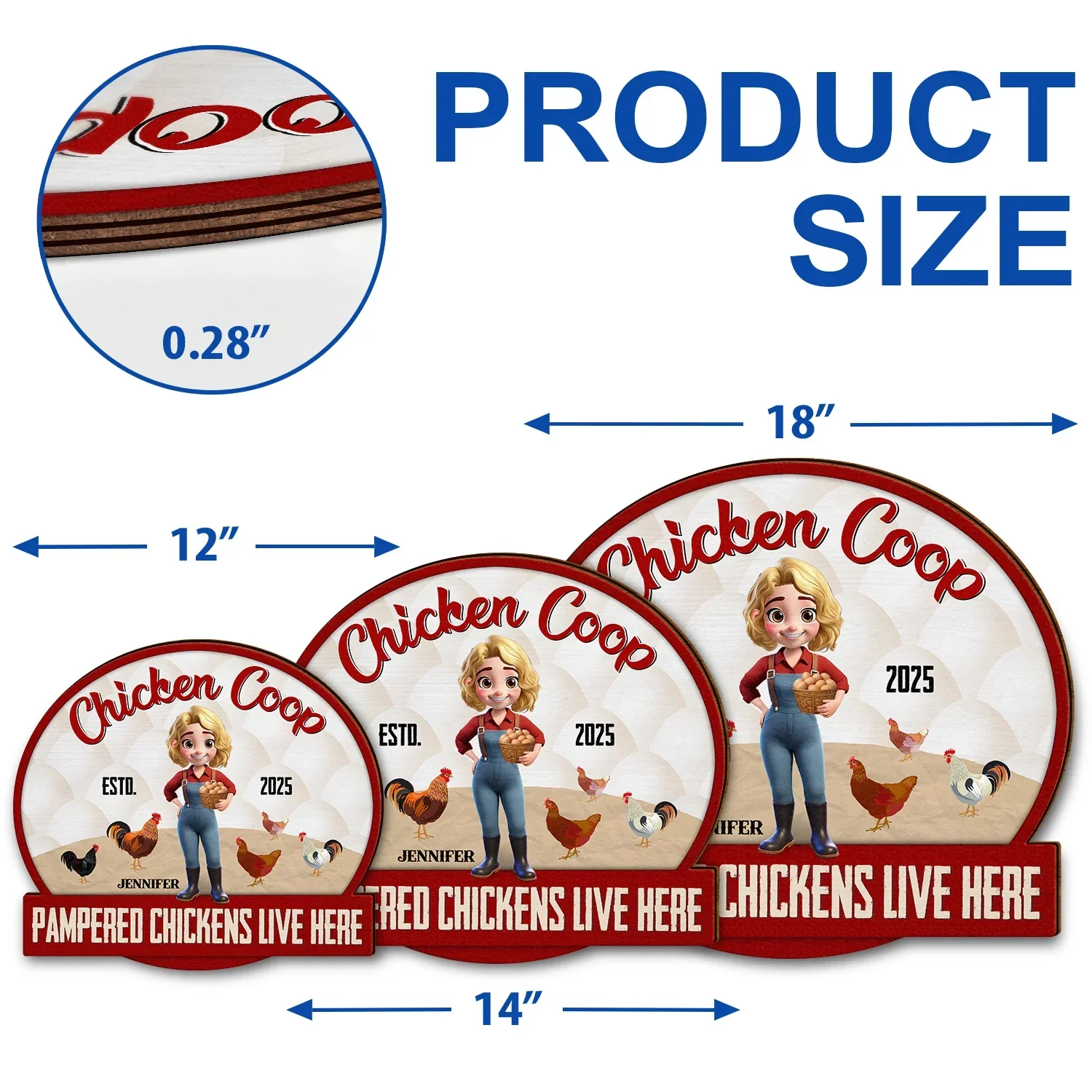 Chicken Coop Pampered Chickens Live Here - Personalized Custom Shaped Wood Sign - Image 5