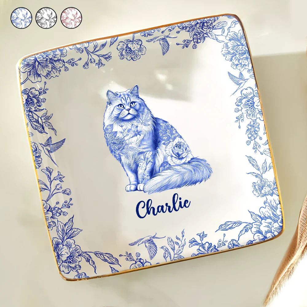 Chinoiserie Toile Cat - Personalized Ring Dish