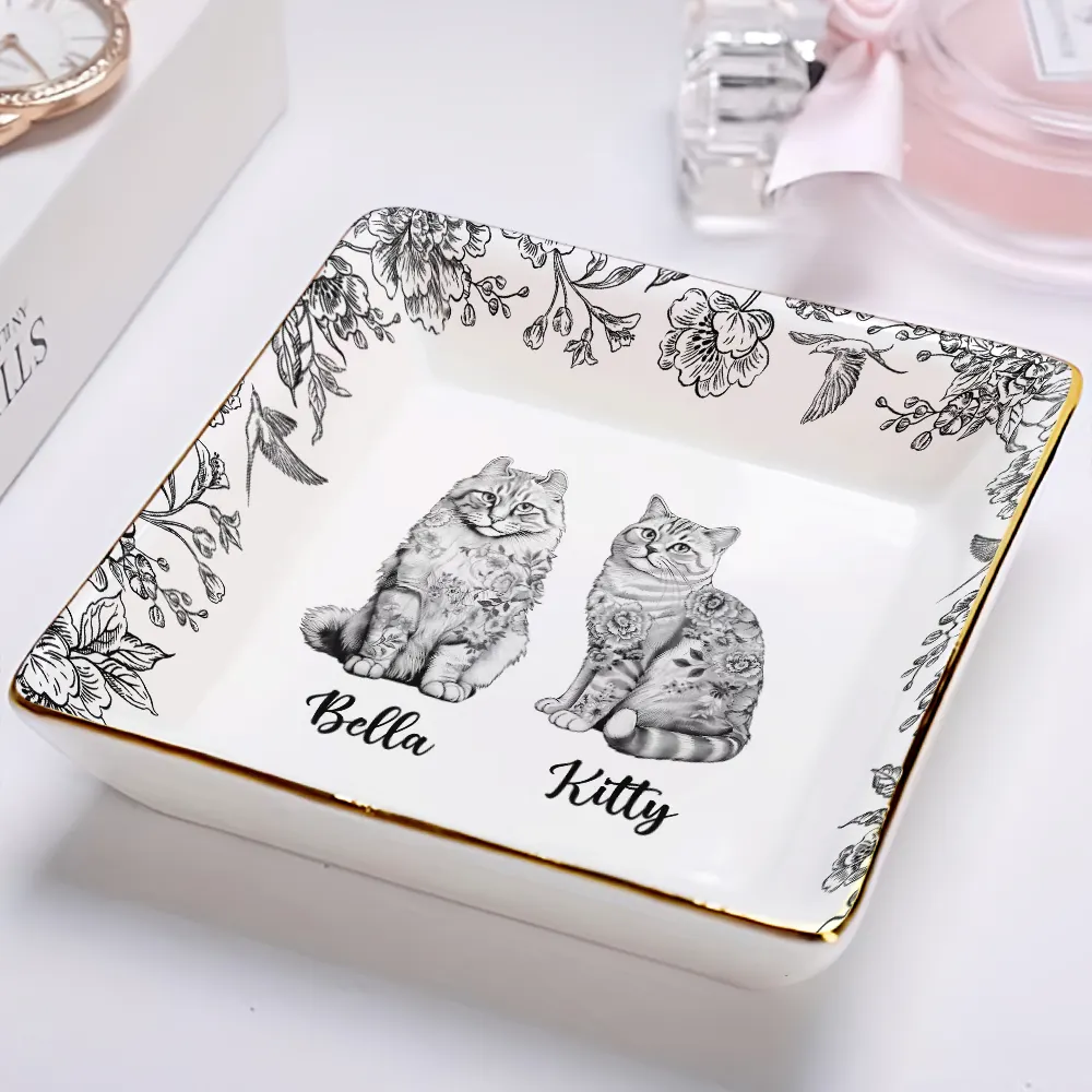 Chinoiserie Toile Cat - Personalized Ring Dish - Image 2