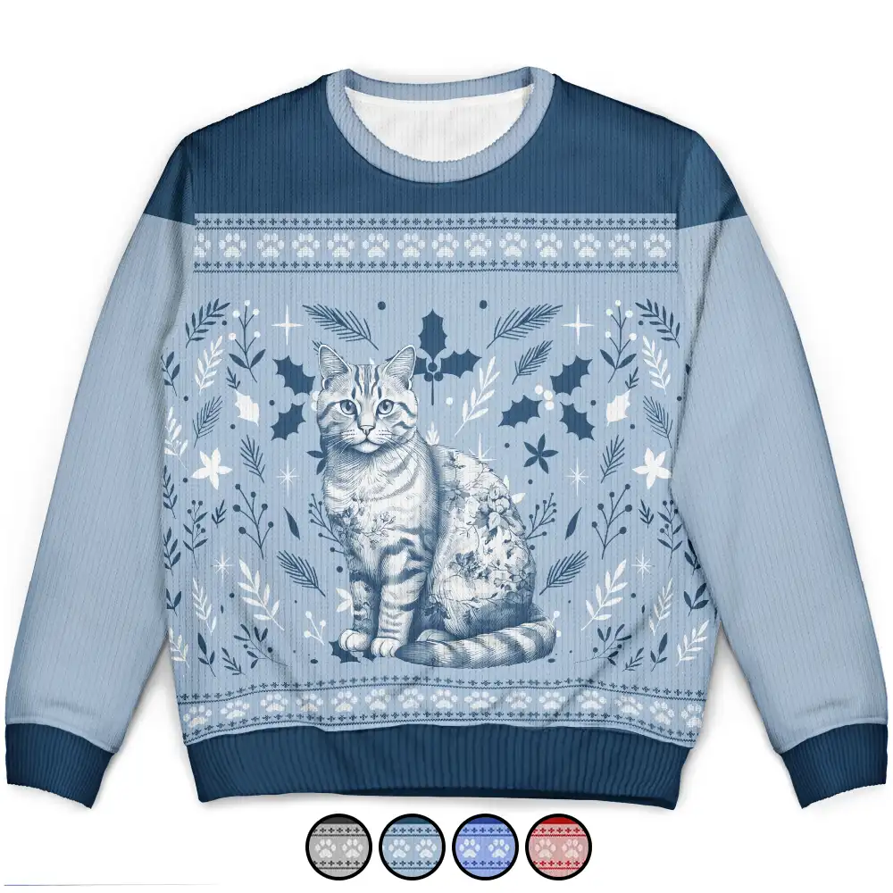 Chinoiserie Toile De Jouy Cat - Personalized Unisex Ugly Sweater